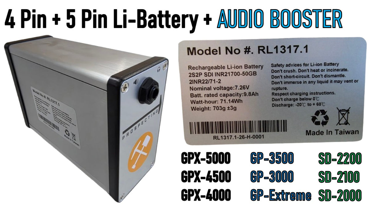 PROSPECTING 4pin/5pin Batt LI-ION - Minelab GPX GP SD series