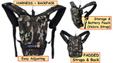 Green Camo Backpack Harness with Deluxe Padding