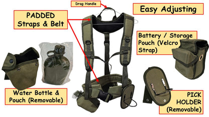 Heavy Duty Deluxe Harness with Padded Straps & Water Bottle
