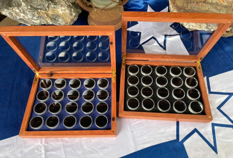 Sharon's Wooden Gold Display Box- Standard 20 Pods – Reeds Prospecting WA