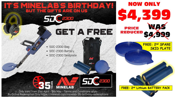 SDC 2300 Lithium PERFORMANCE PACKAGE - Minelab's Birthday Package